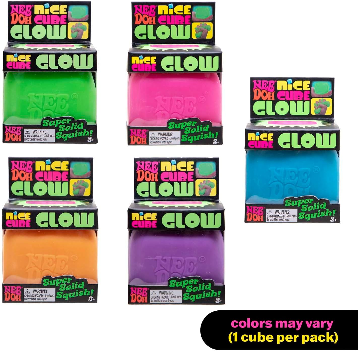 NeeDoh Nice Cube Glow in the Dark | Super Solid Squish Sensory Toy by Schylling