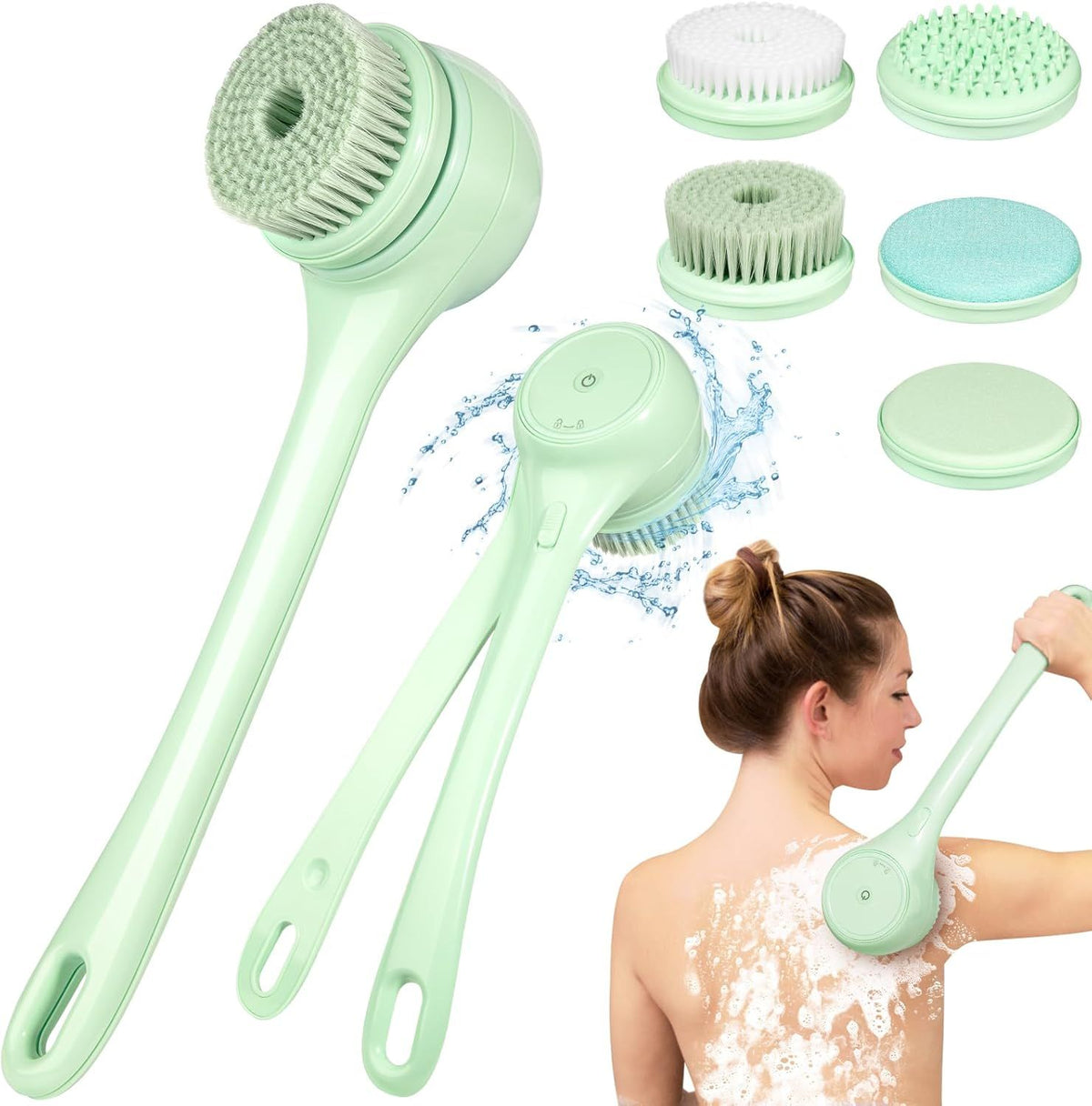 Electric body brush back and shower scrubber