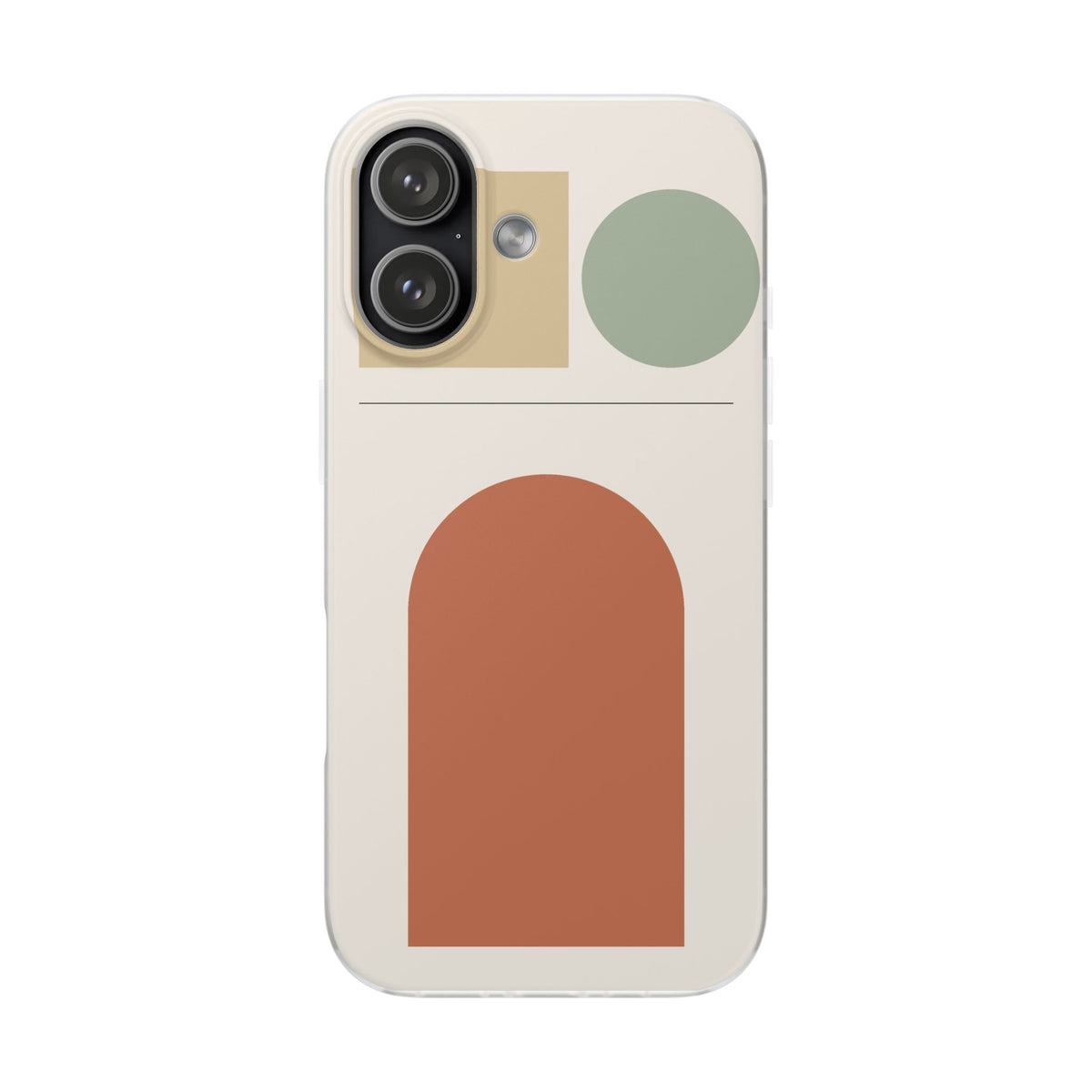 Terracotta Bauhaus Phone Case shown on smartphone, earthy geometric design