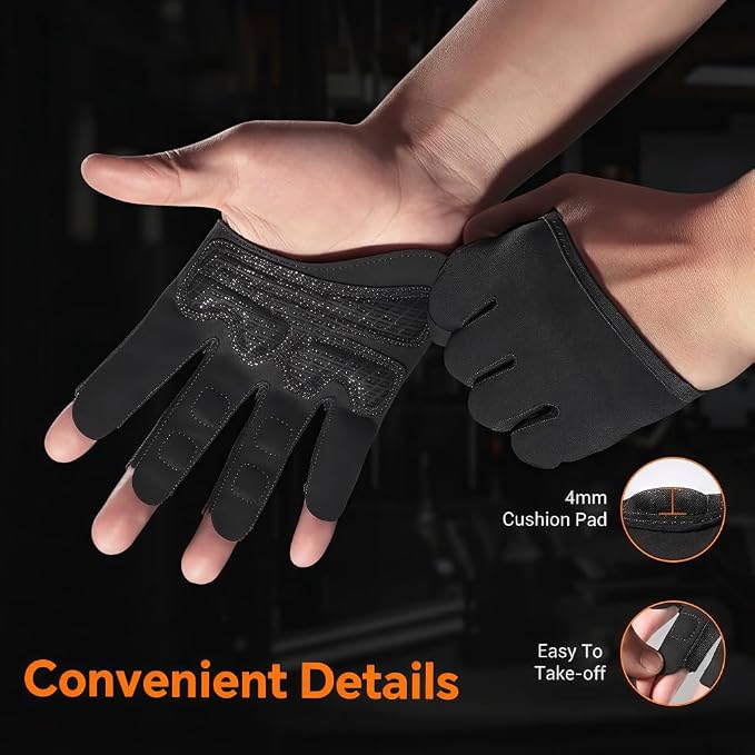 Partial Weight Lifting Gloves, Breathable Fingerless Workout Gloves