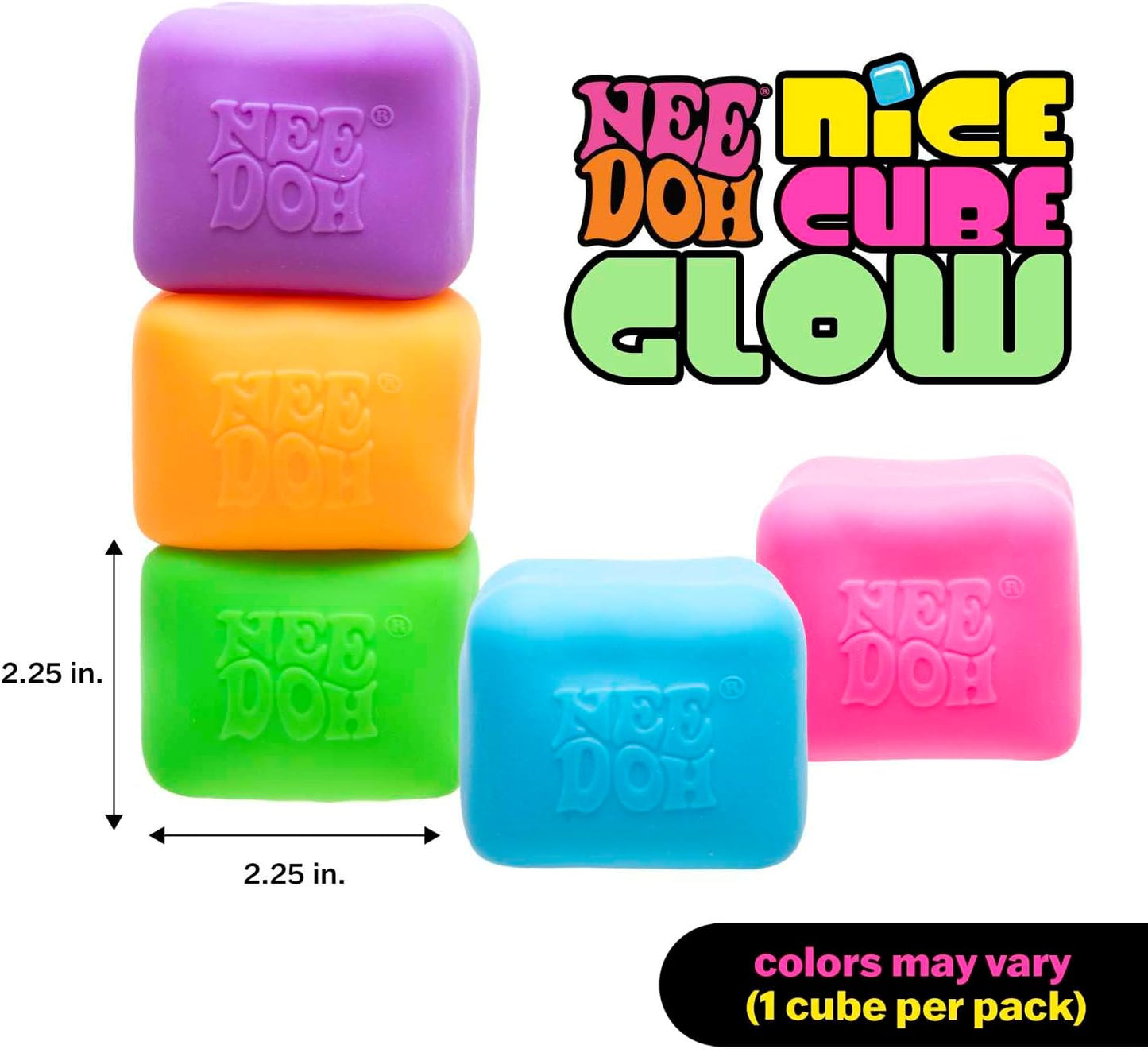 NeeDoh Nice Cube Glow in the Dark | Super Solid Squish Sensory Toy by Schylling