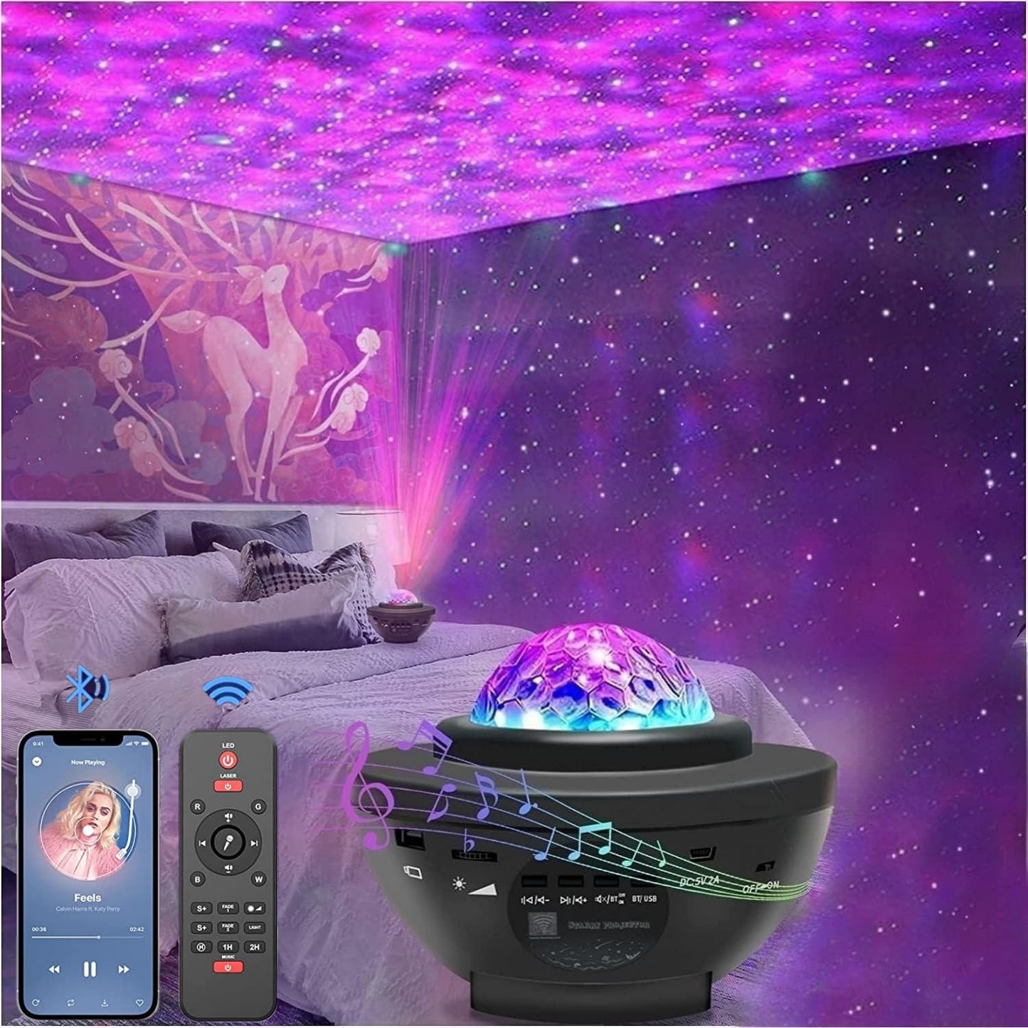 Galaxy Star Projector – LED Night Light with Bluetooth Speaker
