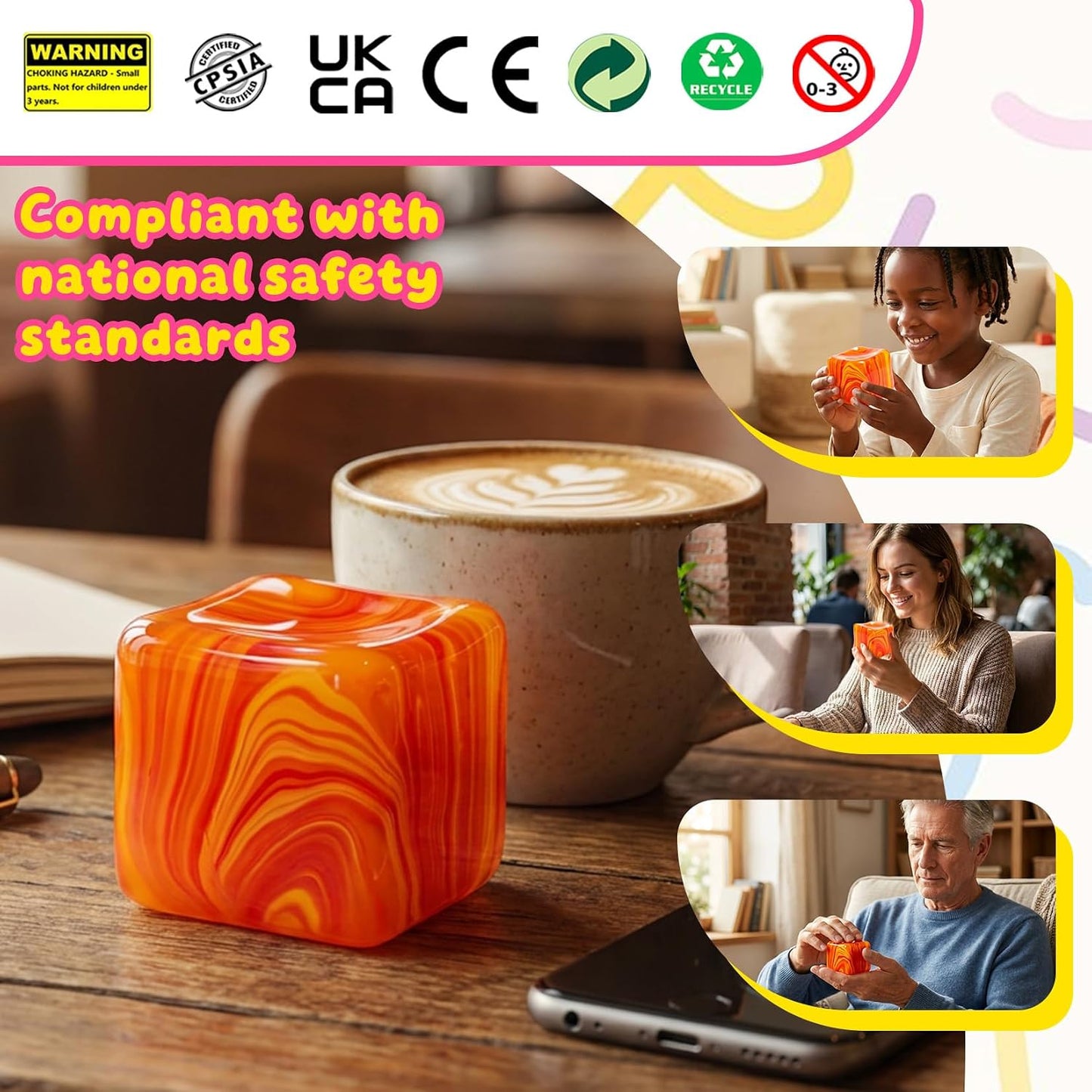 Slow Rising Stress Cube & Dough Ball Set | Soft Fidget Squishy Toys for Kids & Adults