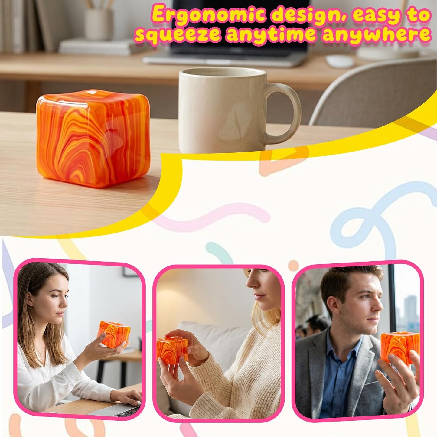 Slow Rising Stress Cube & Dough Ball Set | Soft Fidget Squishy Toys for Kids & Adults