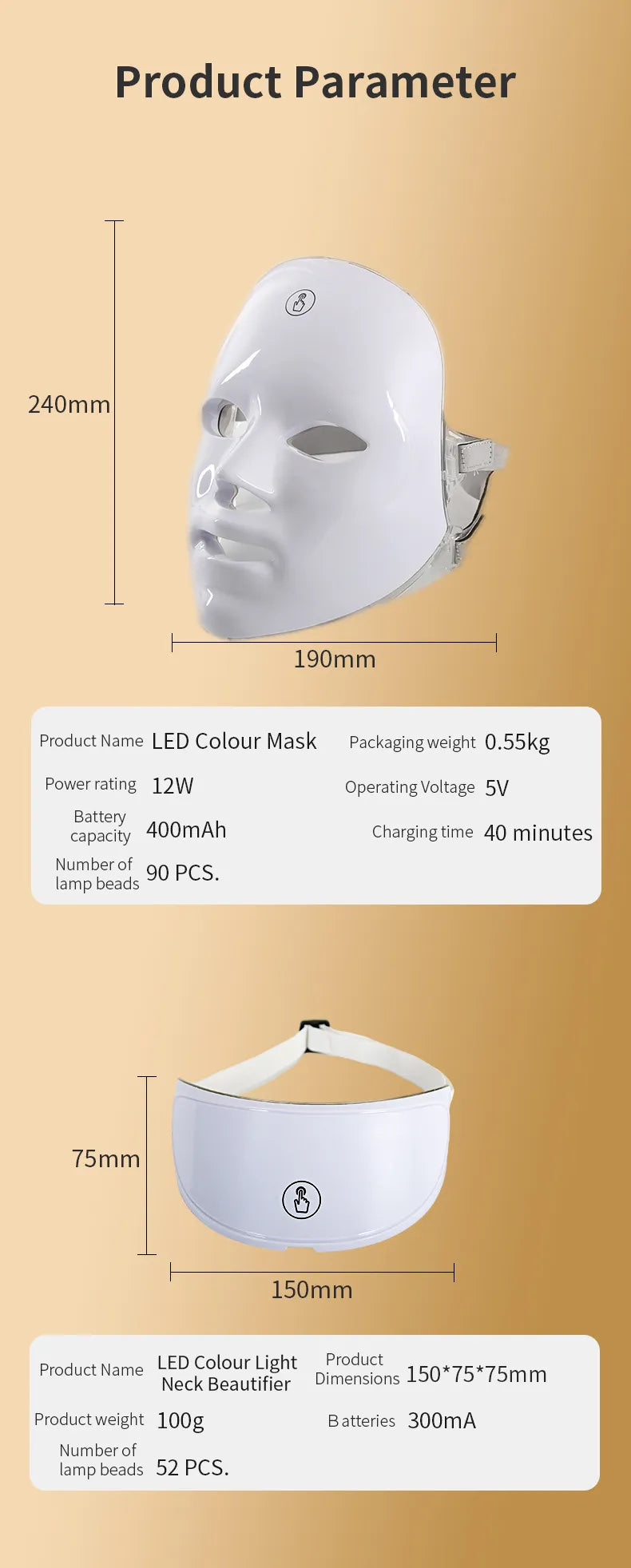 7-Color LED Facial Mask - detail view