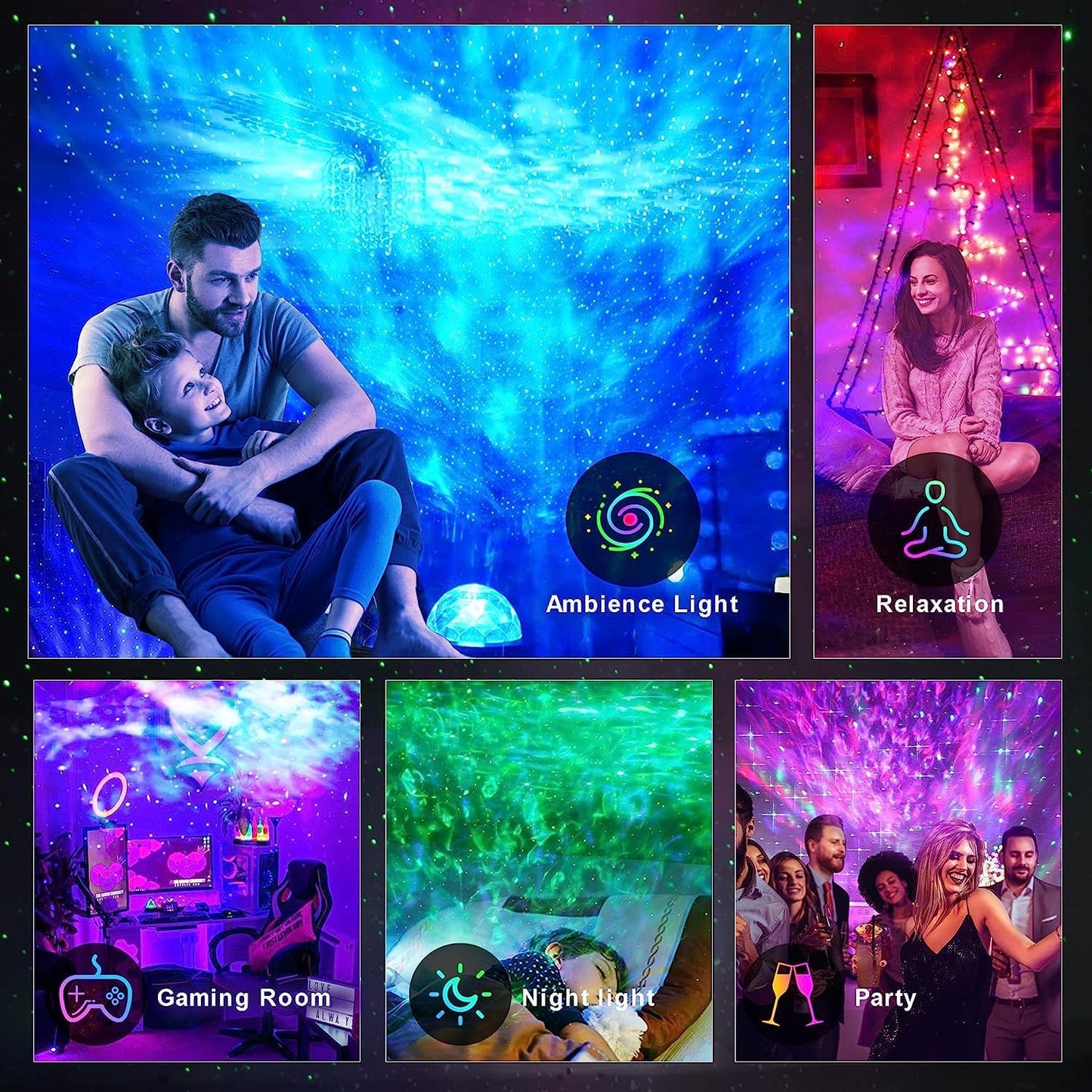 Galaxy Star Projector – LED Night Light with Bluetooth Speaker
