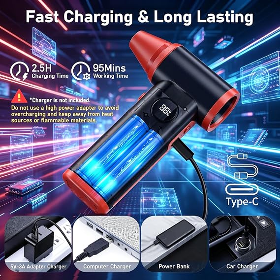 Compressed Air Duster Rechargeable Electric Air Duster for PC Keyboard