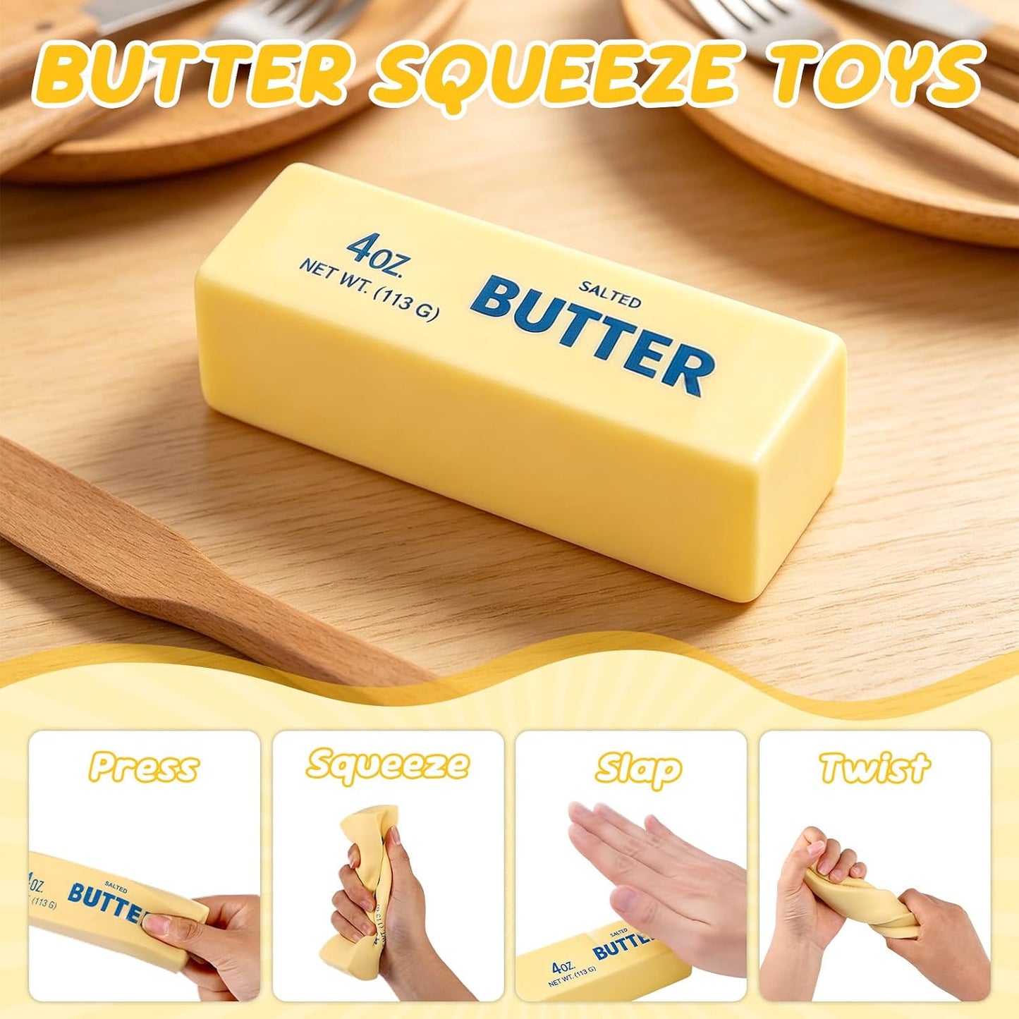 Giant Butter Squeeze Toy | Slow Rising Butter Stick Stress Reliever & Anxiety Relief Toy