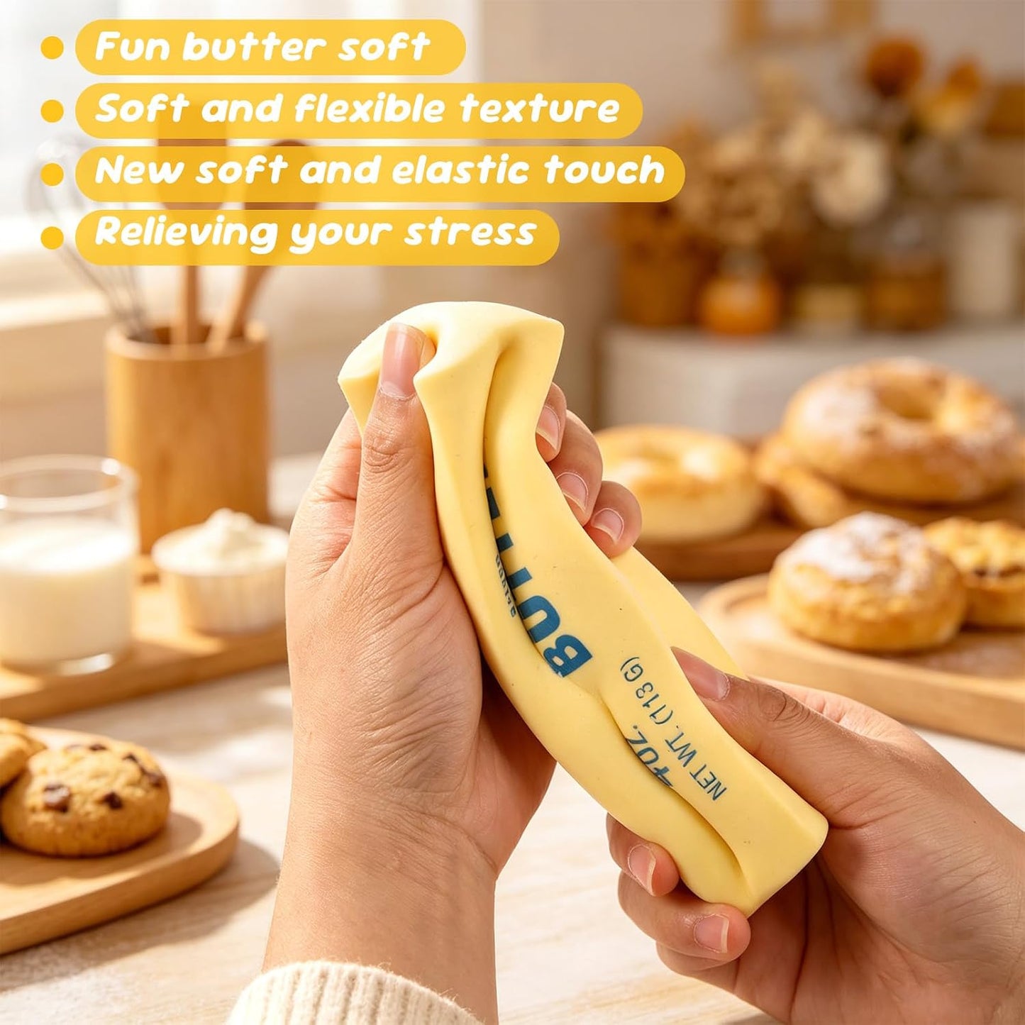 Giant Butter Squeeze Toy | Slow Rising Butter Stick Stress Reliever & Anxiety Relief Toy