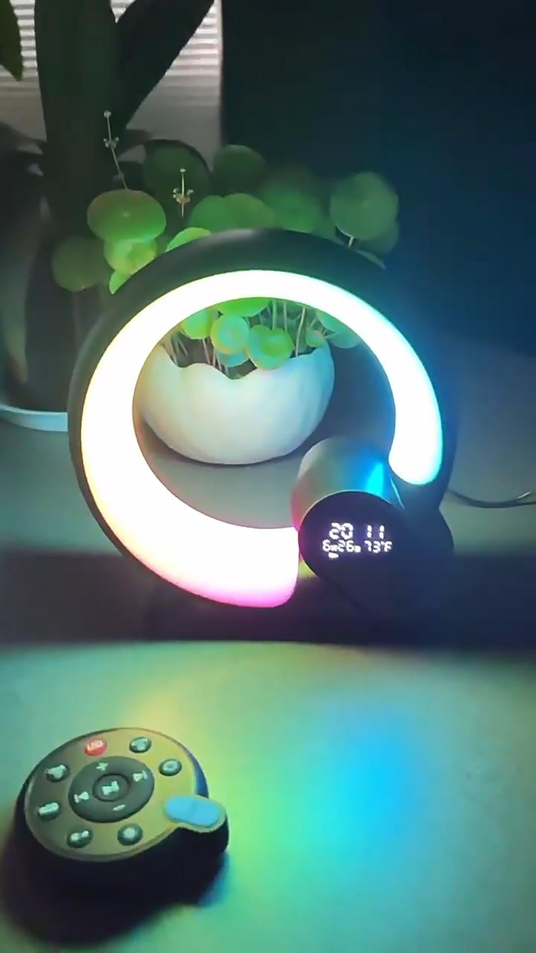 Sunrise alarm clock showing its digital display