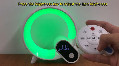 Sunrise wake-up light in a bedroom setting