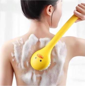 Yellow duck bath brush with long handle - soft bristle shower brush UAE